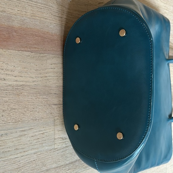 New AOTA Bag purse tote teal blue gold (Vagan) Crossbody/Handbag large - Picture 3 of 11